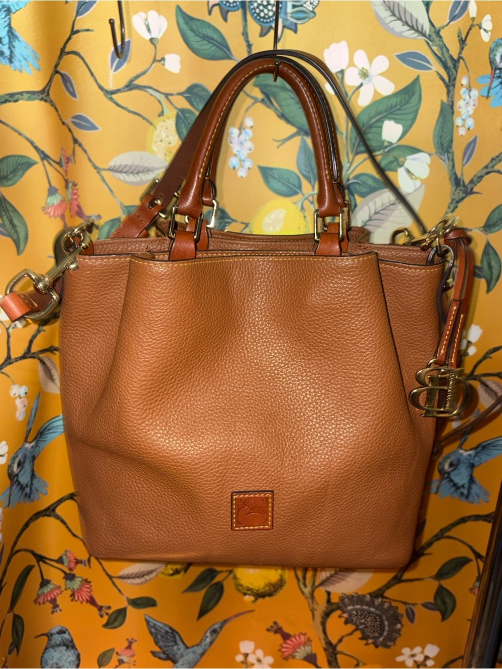Dooney & Bourke Pebbled Leather Satchel - Caramel